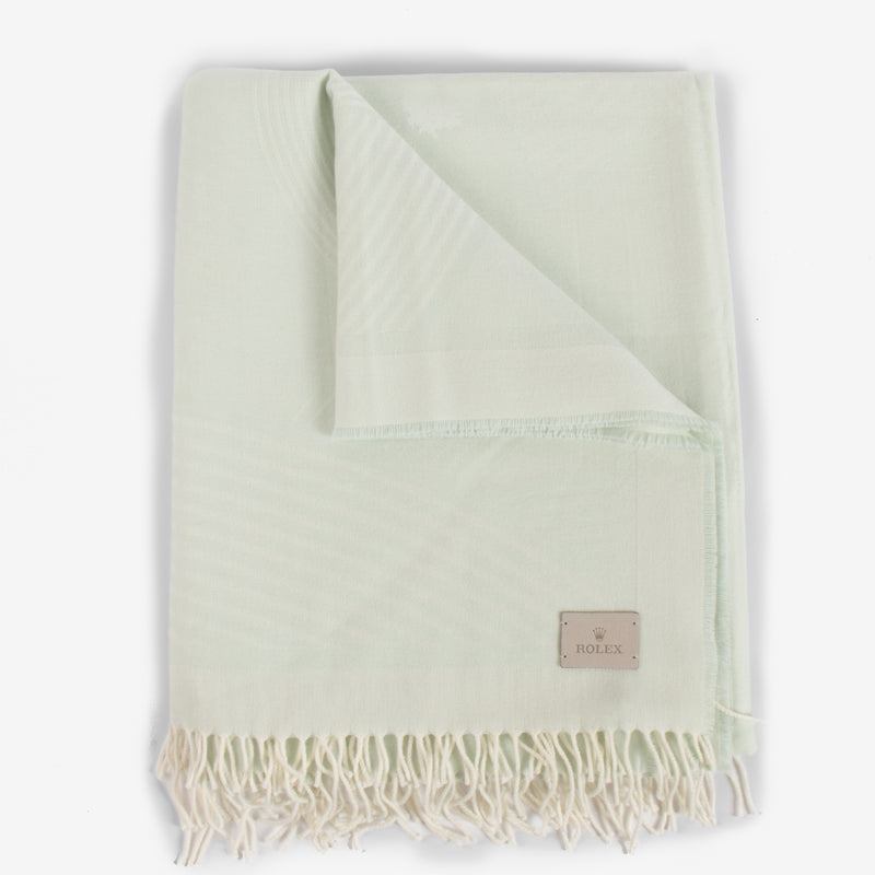 Rolex Mint Green Cashmere/Wool Throw Blanket