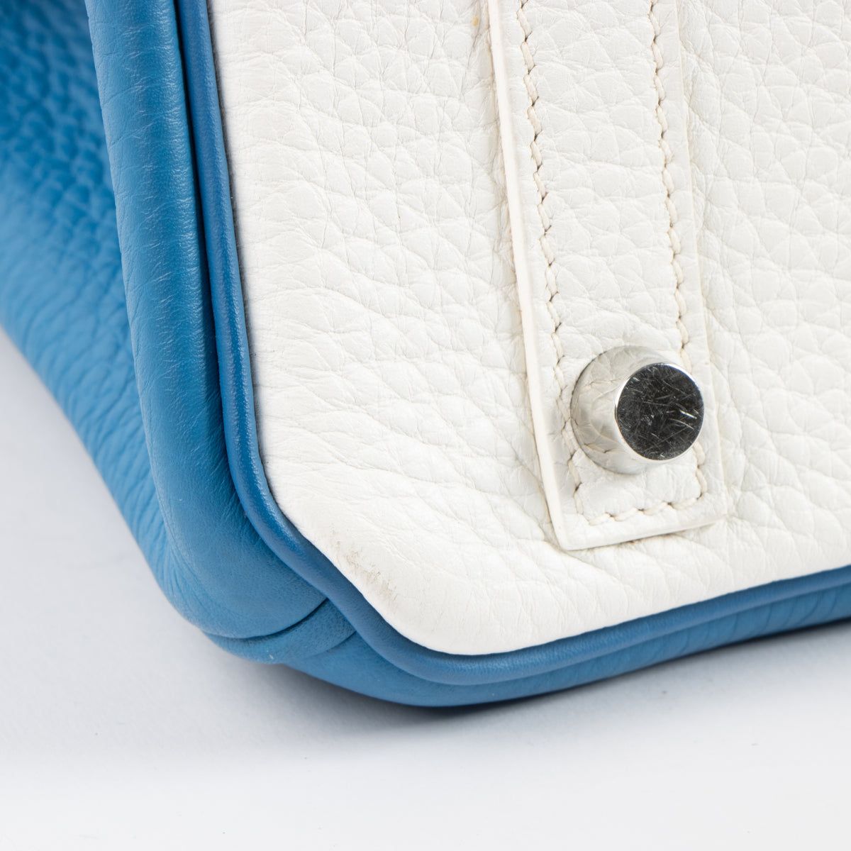 Hermes Birkin 30 Eclat Bleu Mykonos/White Togo PHW