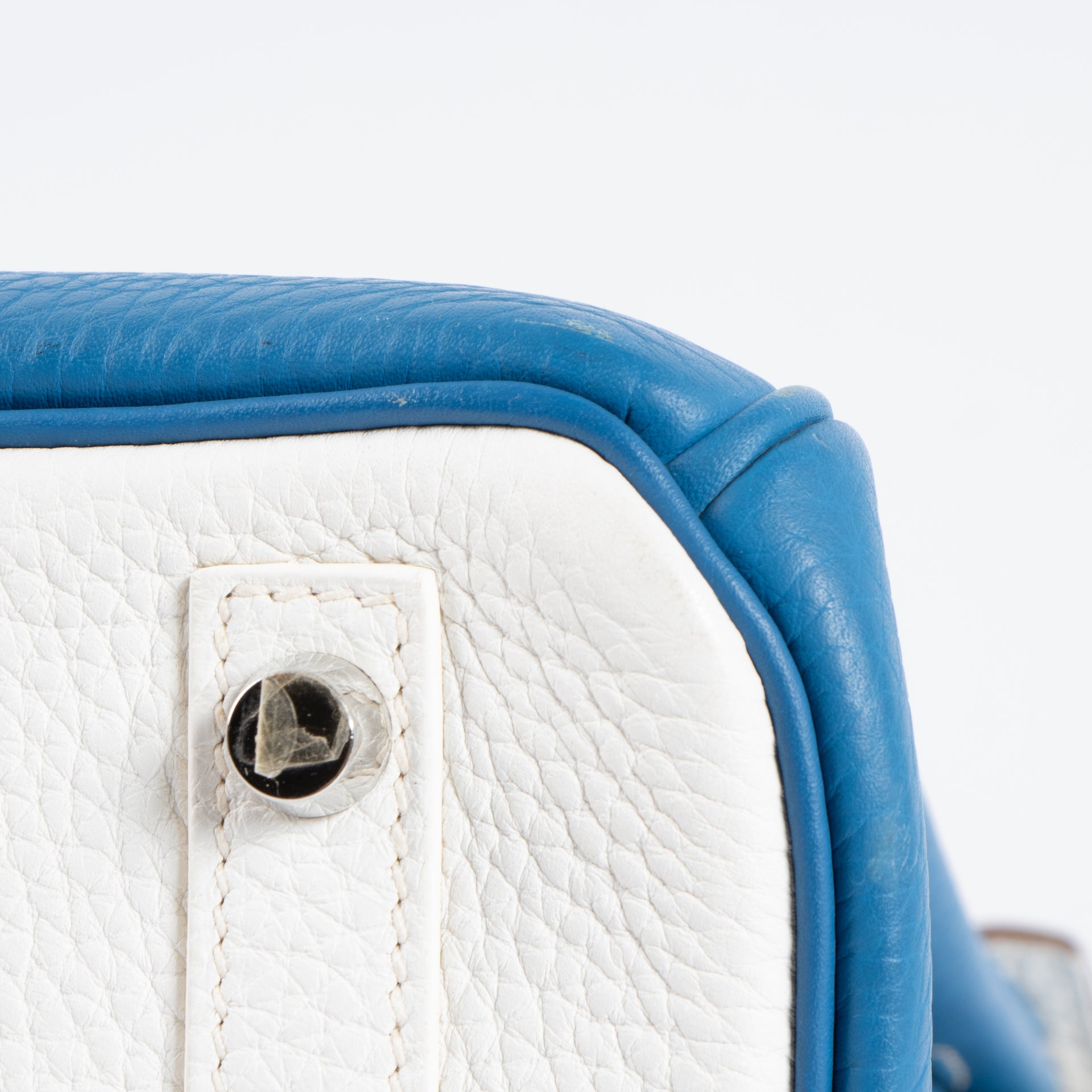 Hermes Birkin 30 Eclat Bleu Mykonos/White Togo PHW
