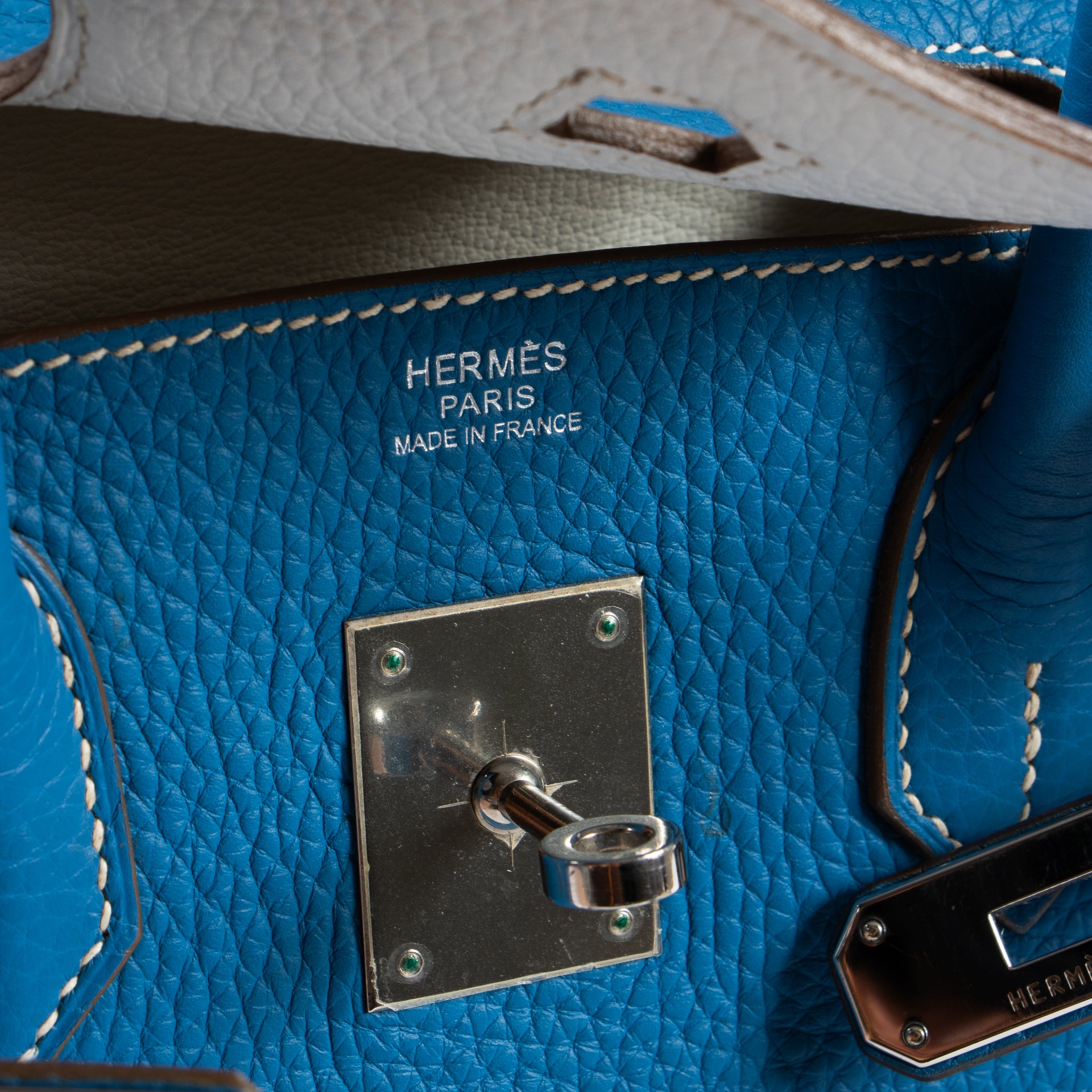 Hermes Birkin 30 Eclat Bleu Mykonos/White Togo PHW