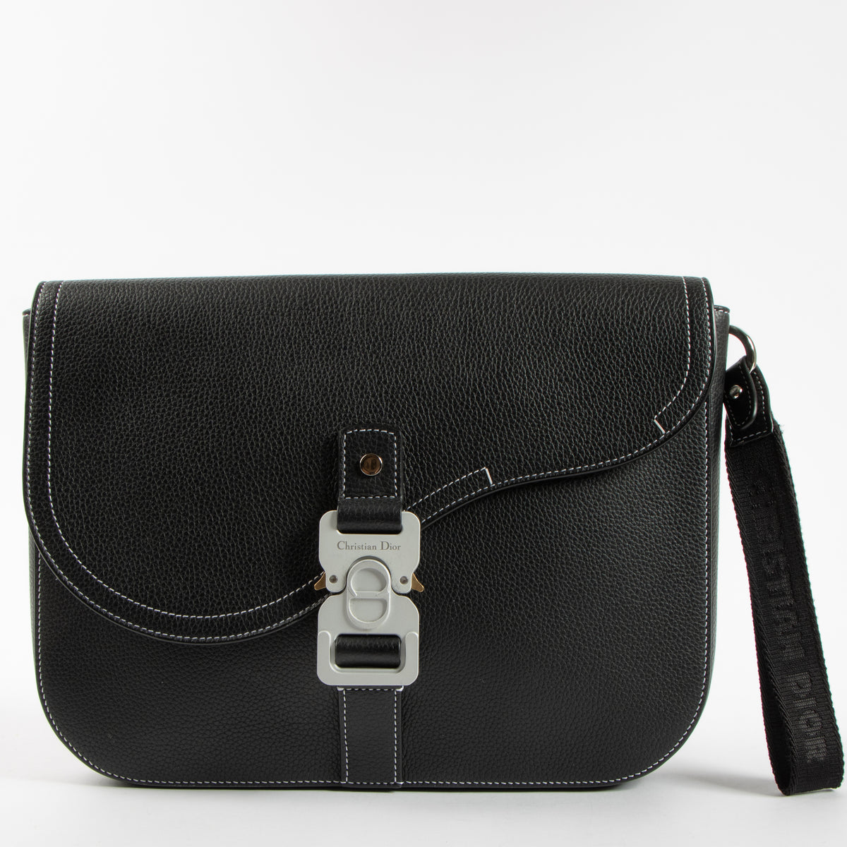 shop this authentic Christian Dior Black Leather Saddle Clutch pre-loved on Labellov.com