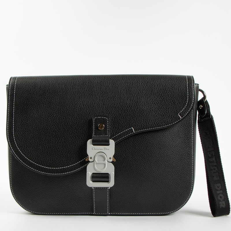 shop this authentic Christian Dior Black Leather Saddle Clutch pre-loved on Labellov.com