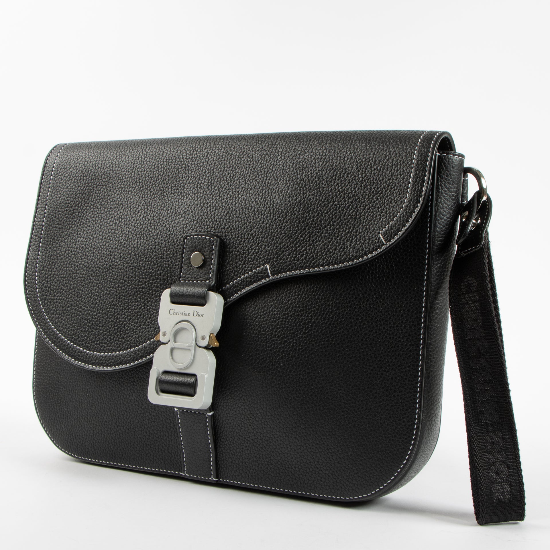 shop this authentic Christian Dior Black Leather Saddle Clutch pre-loved on Labellov.com