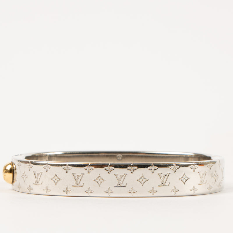 Louis Vuitton Silver Tone Nanogram Cuff Bracelet