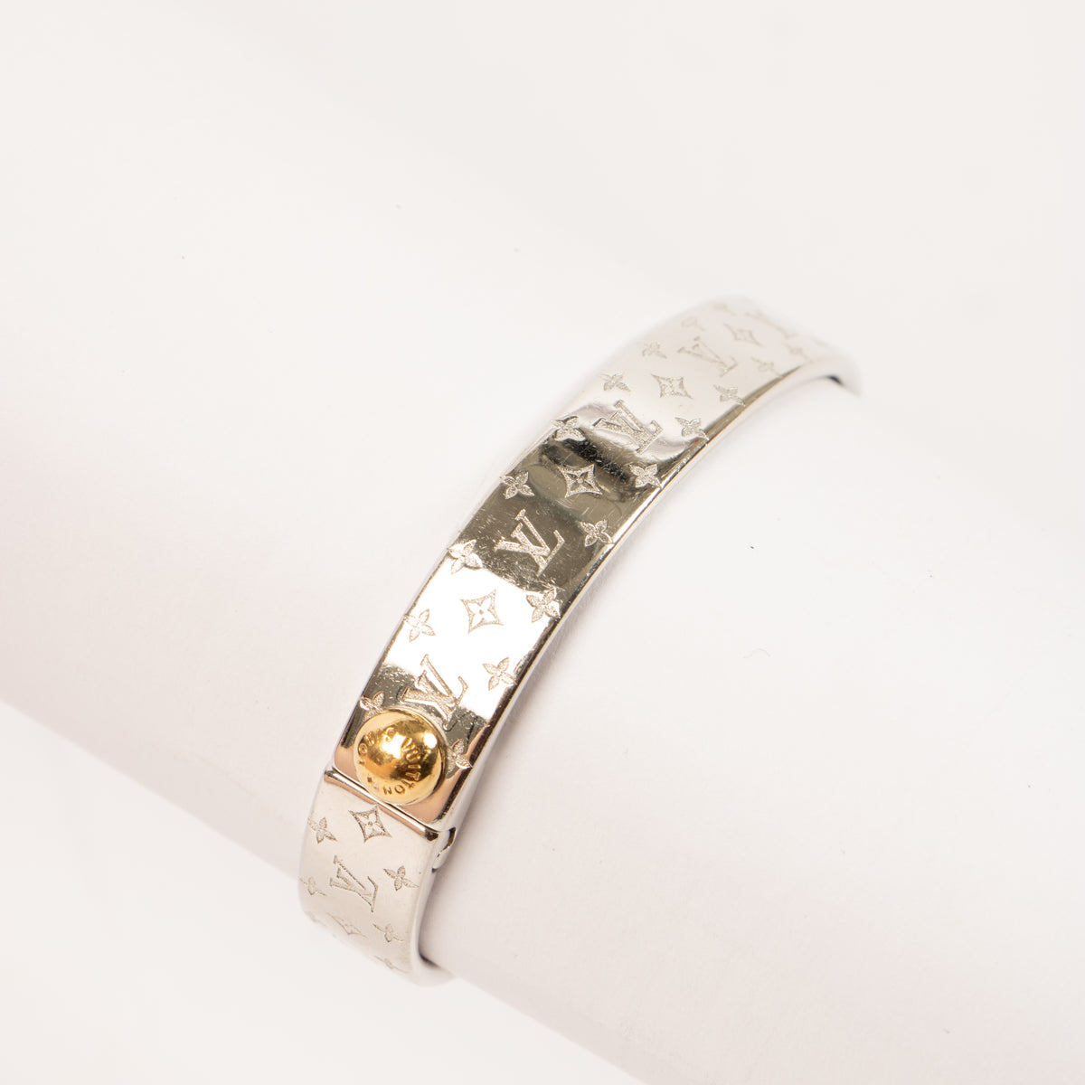 Louis Vuitton Silver Tone Nanogram Cuff Bracelet