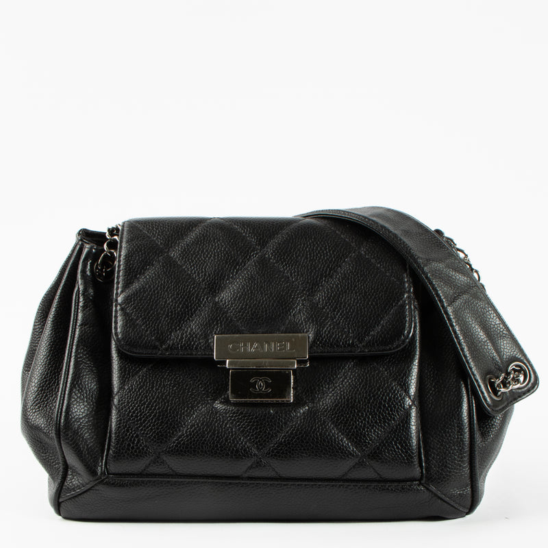 Chanel Vintage Black Caviar Small Accordion Bag