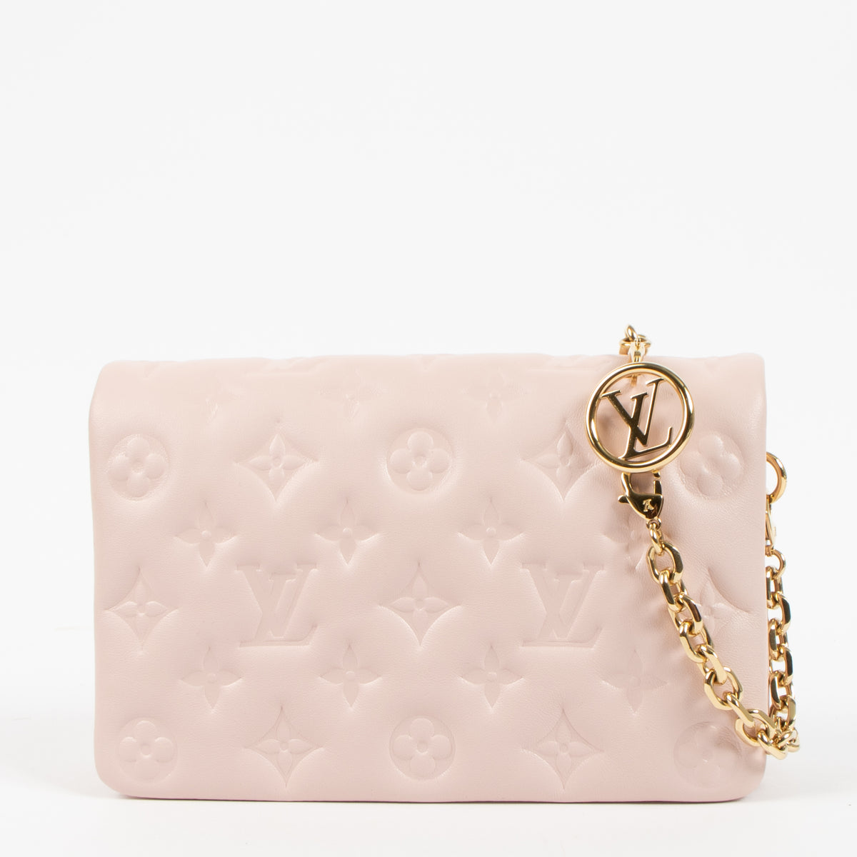louis Vuitton Pink Monogram Embossed Pochette Coussin Bag
