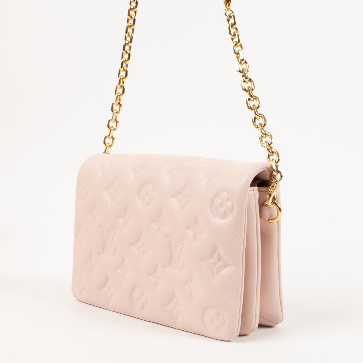 louis Vuitton Pink Monogram Embossed Pochette Coussin Bag