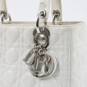 Shop this authentic Dior White Leather Medium Lady Dior Bag pre-loved on Labellov.com