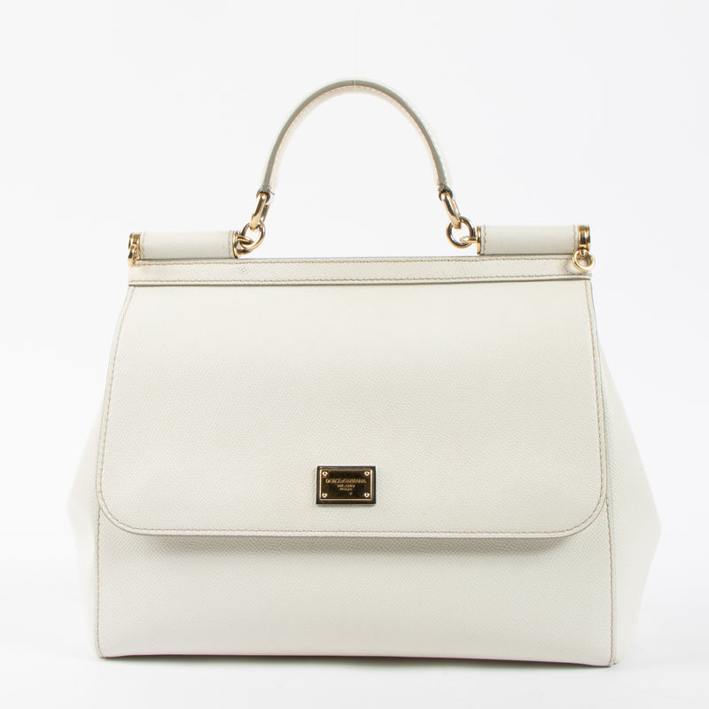 Shop this authentic Dolce & Gabbana White Large Sicily Bag at Labellov.com
