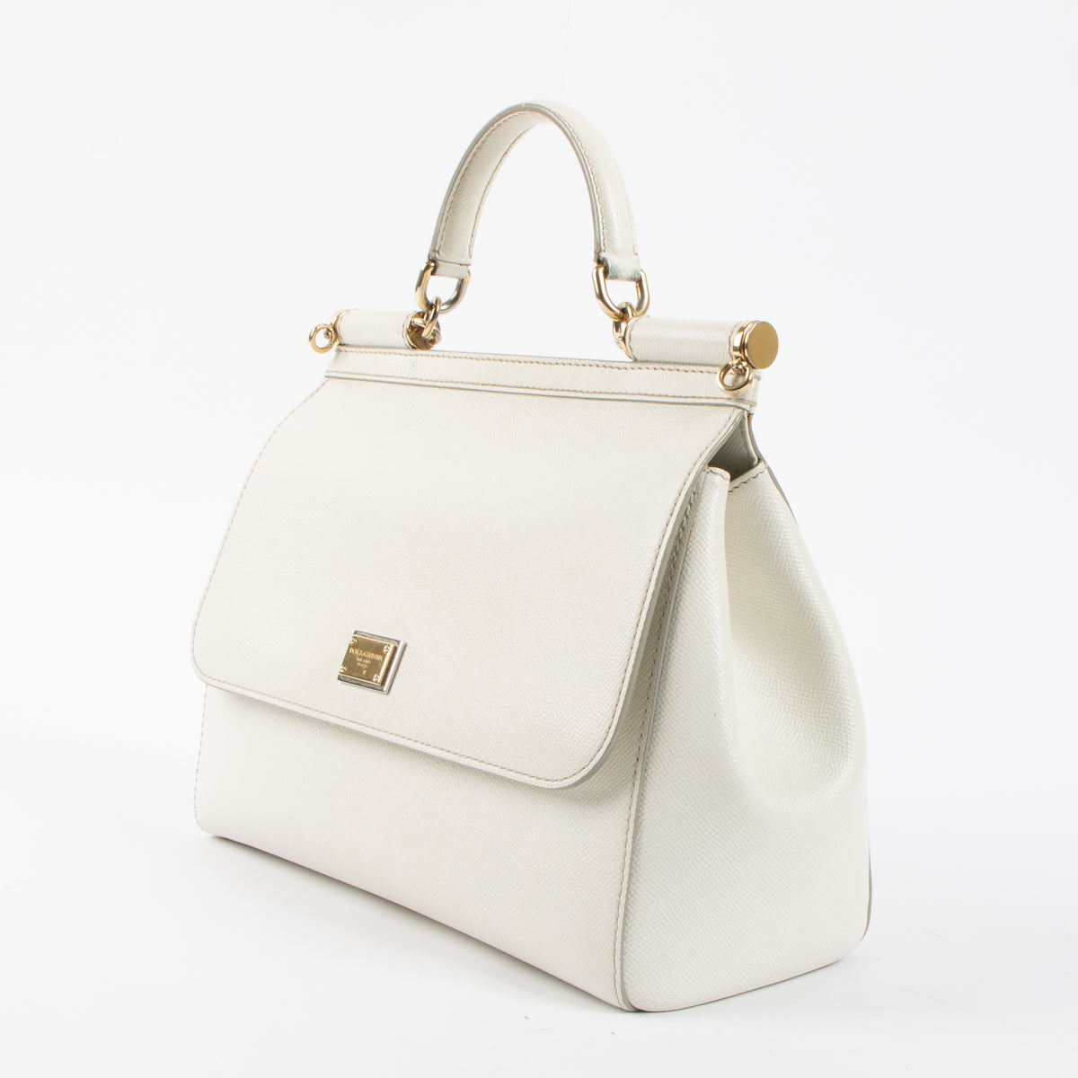 Shop this authentic Dolce & Gabbana White Large Sicily Bag at Labellov.com