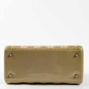 Shop this authentic Dior Beige Patent Leather Medium Lady Dior Bag pre-loved on Labellov.com