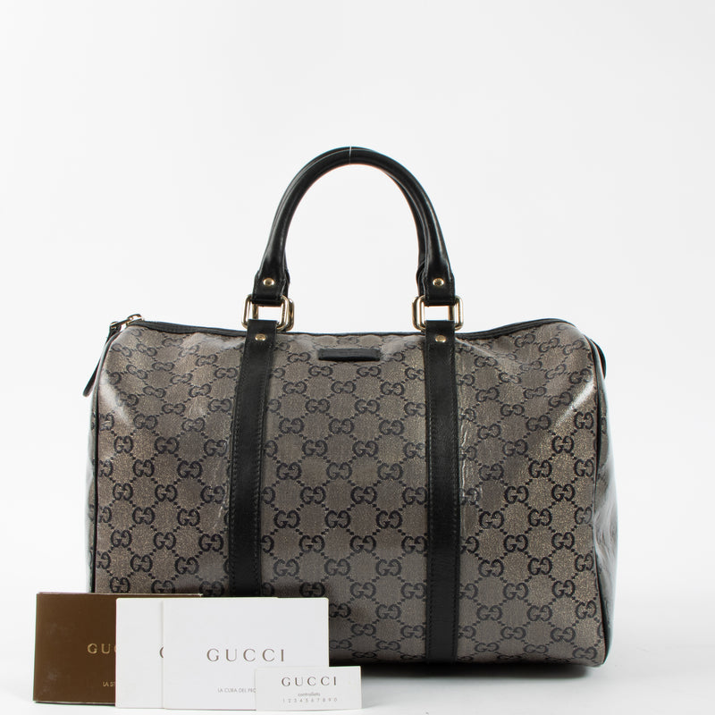 Shop this authentic luxury Gucci Black GG Crystal Medium Joy Boston Bag pre-loved on Labellov.com