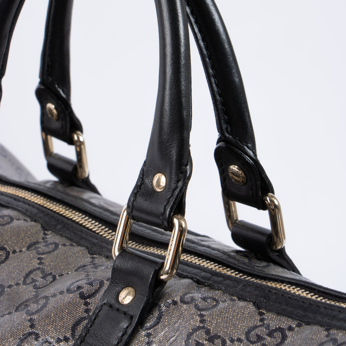 Shop this authentic luxury Gucci Black GG Crystal Medium Joy Boston Bag pre-loved on Labellov.com