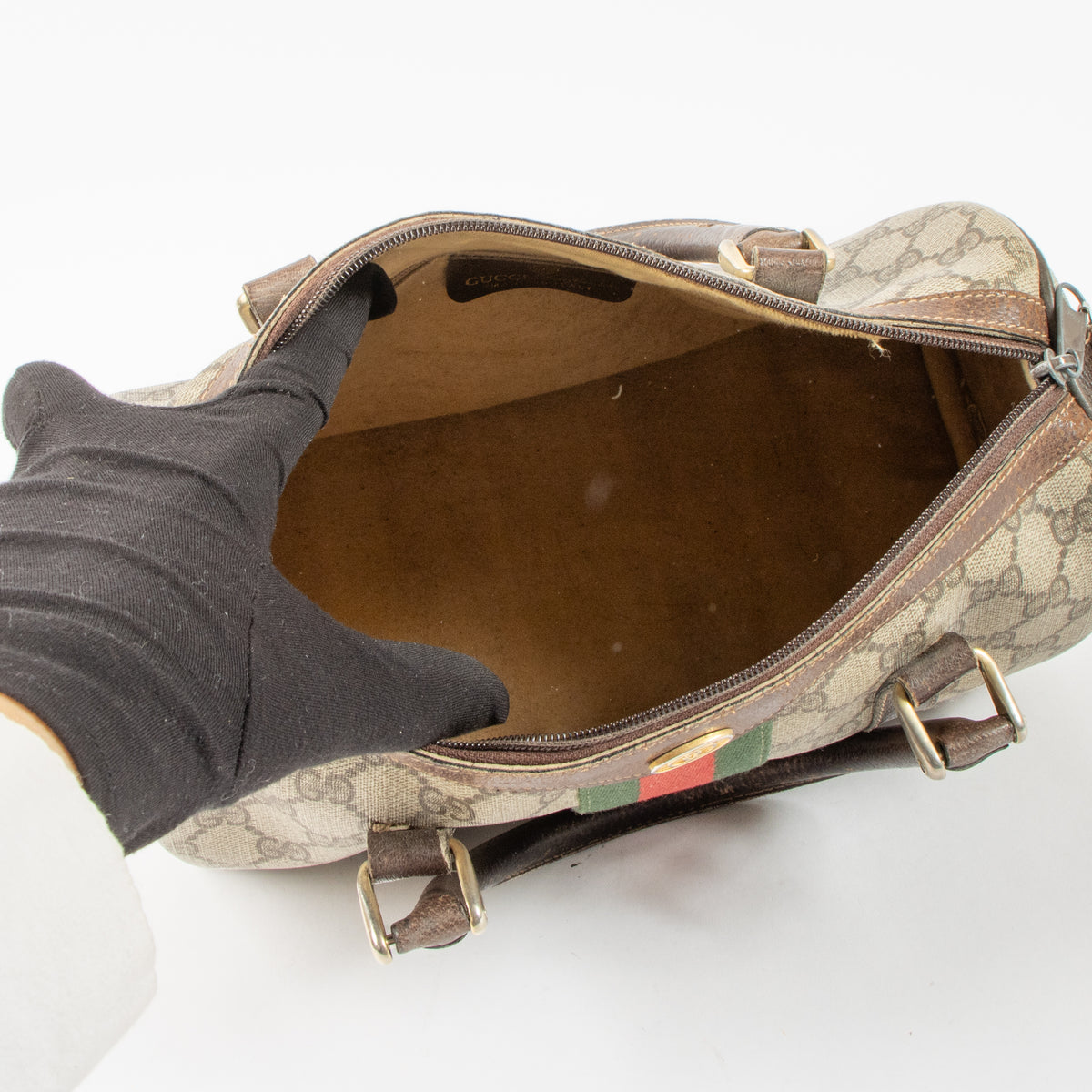 Shop this authentic Gucci Vintage GG Supreme Web Small Boston Bag at labellov.com