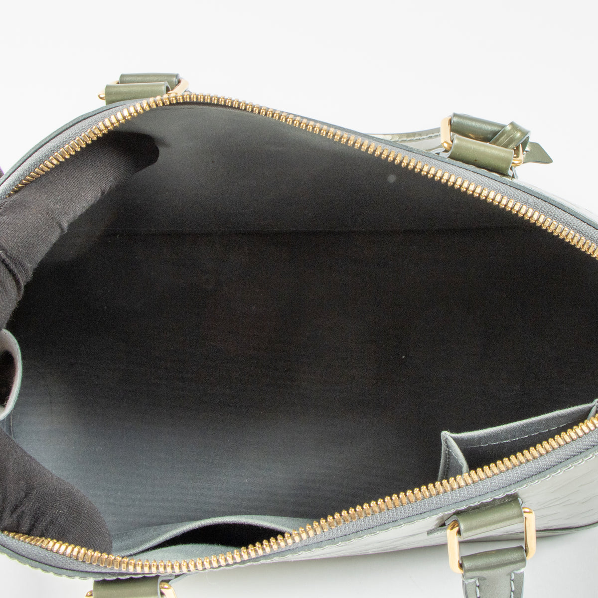 Shop this authentic luxury Louis Vuitton Gris Art Deco Monogram Vernis Alma PM Bag pre-loved on Labellov.com