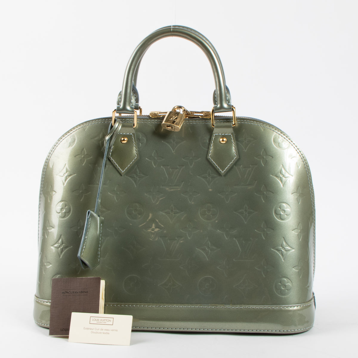 Shop this authentic luxury Louis Vuitton Gris Art Deco Monogram Vernis Alma PM Bag pre-loved on Labellov.com