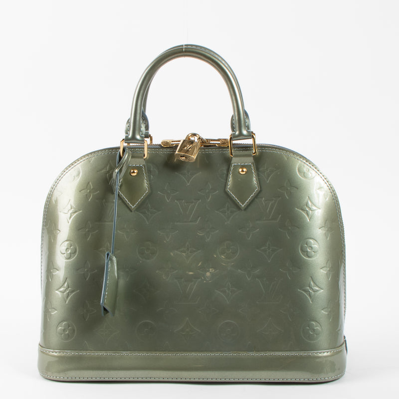 Shop this authentic luxury Louis Vuitton Gris Art Deco Monogram Vernis Alma PM Bag pre-loved on Labellov.com