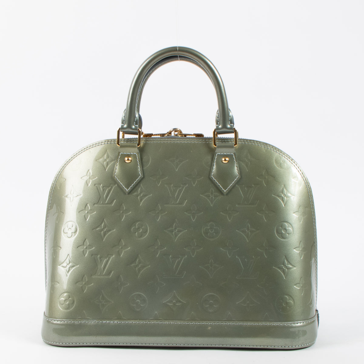 Shop this authentic luxury Louis Vuitton Gris Art Deco Monogram Vernis Alma PM Bag pre-loved on Labellov.com