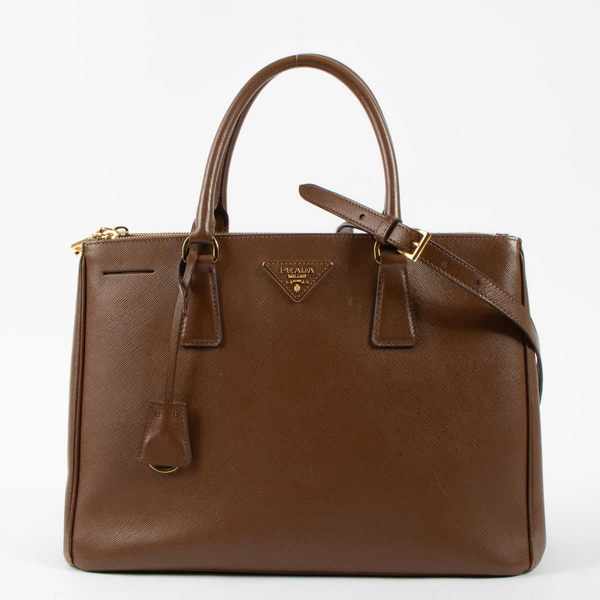 Shop this authentic luxury Prada Brown Saffiano Large Galleria bag pre-loved on Labellov.com