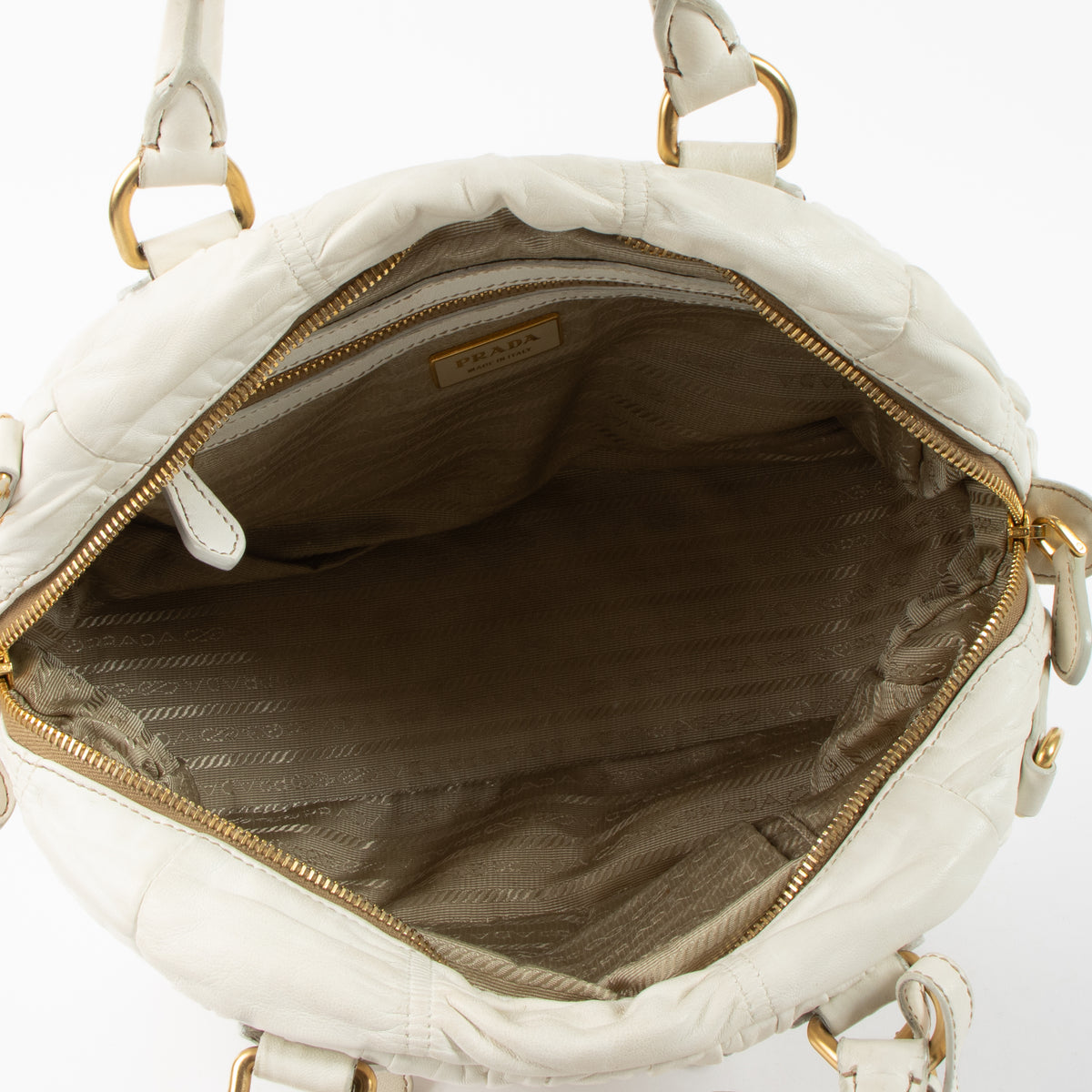 Shop this authentic Prada White Nappa Gauffre Tote Bag at Labellov.com