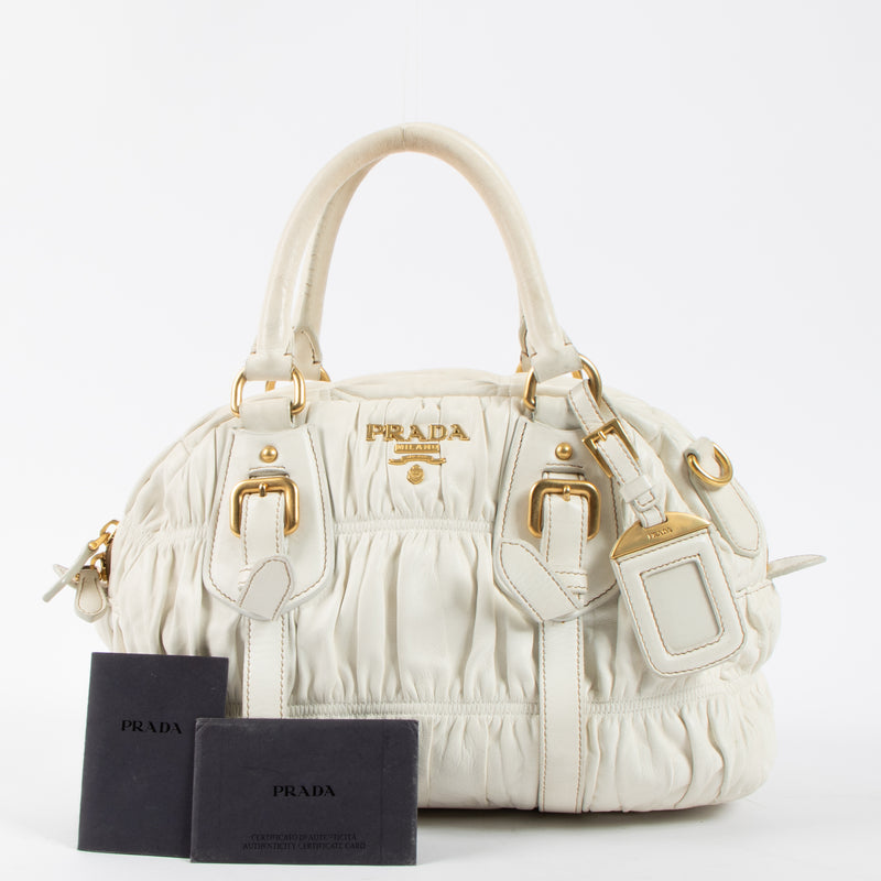 Shop this authentic Prada White Nappa Gauffre Tote Bag at Labellov.com