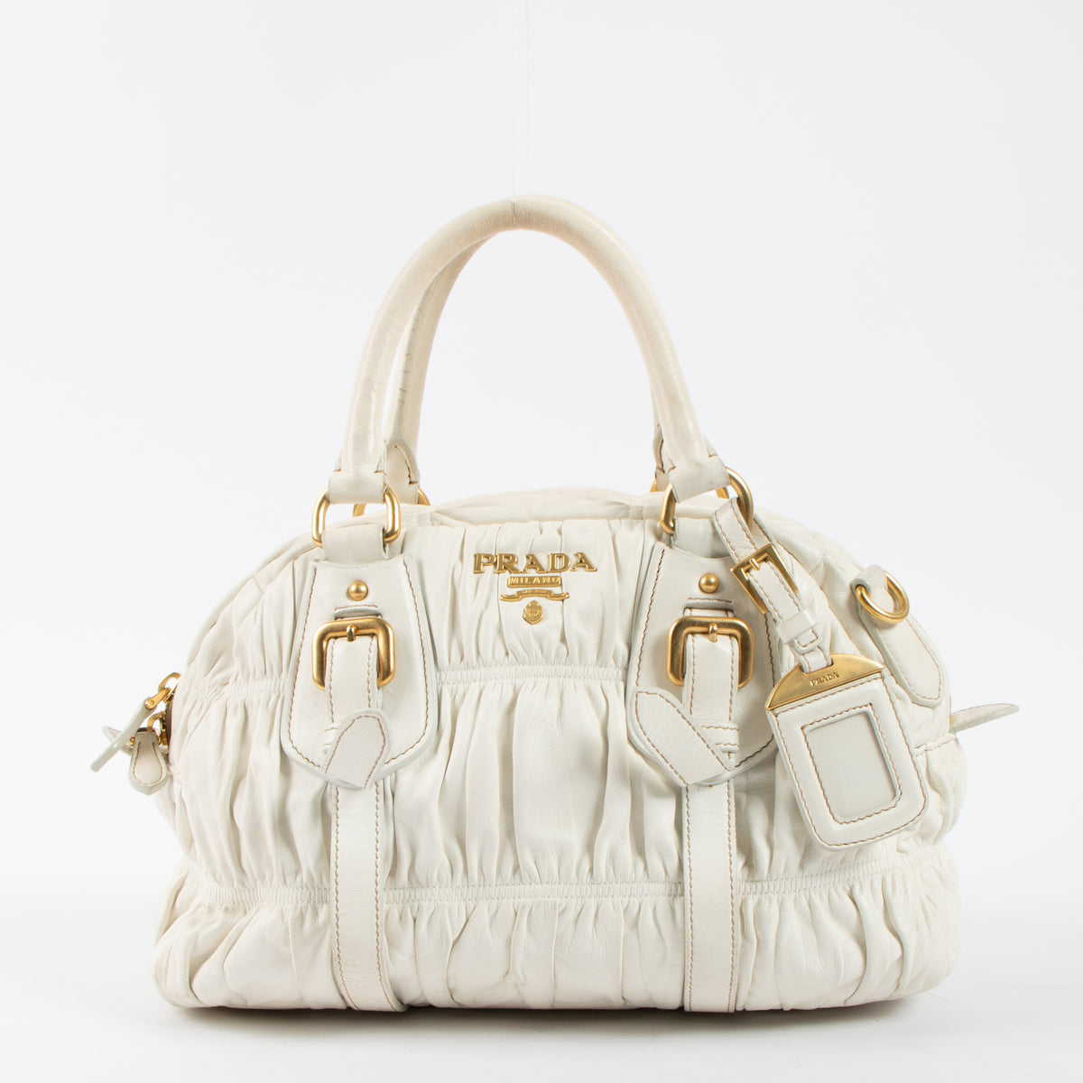 Shop this authentic Prada White Nappa Gauffre Tote Bag at Labellov.com