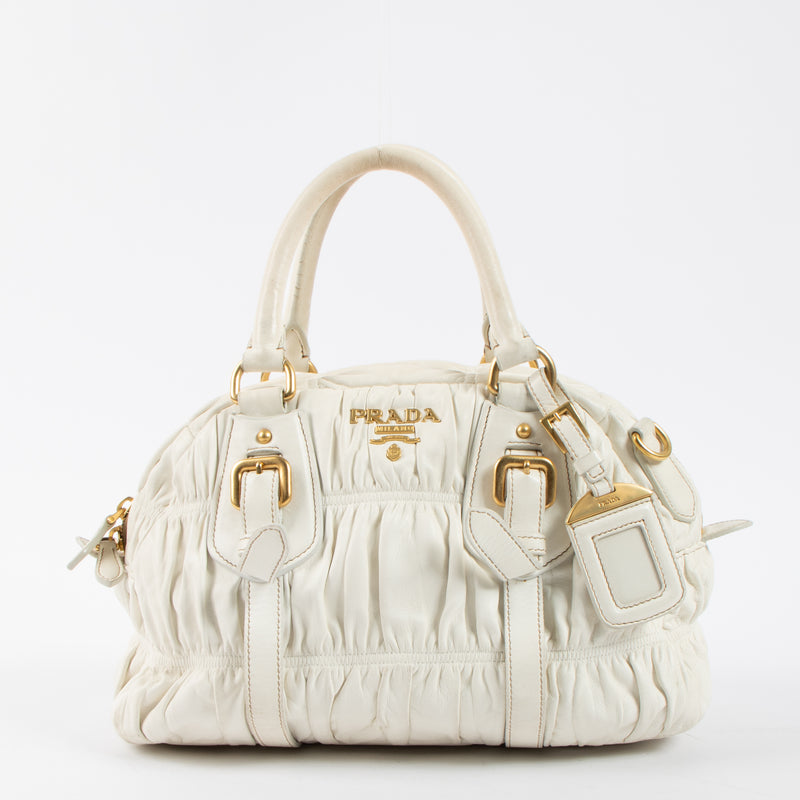 Shop this authentic Prada White Nappa Gauffre Tote Bag at Labellov.com