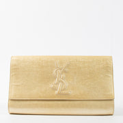 Shop this authentic luxury Saint Laurent Gold Patent Clutch at Labellov.com 