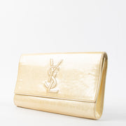 Shop this authentic luxury Saint Laurent Gold Patent Clutch at Labellov.com 