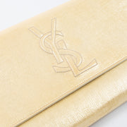 Shop this authentic luxury Saint Laurent Gold Patent Clutch at Labellov.com 