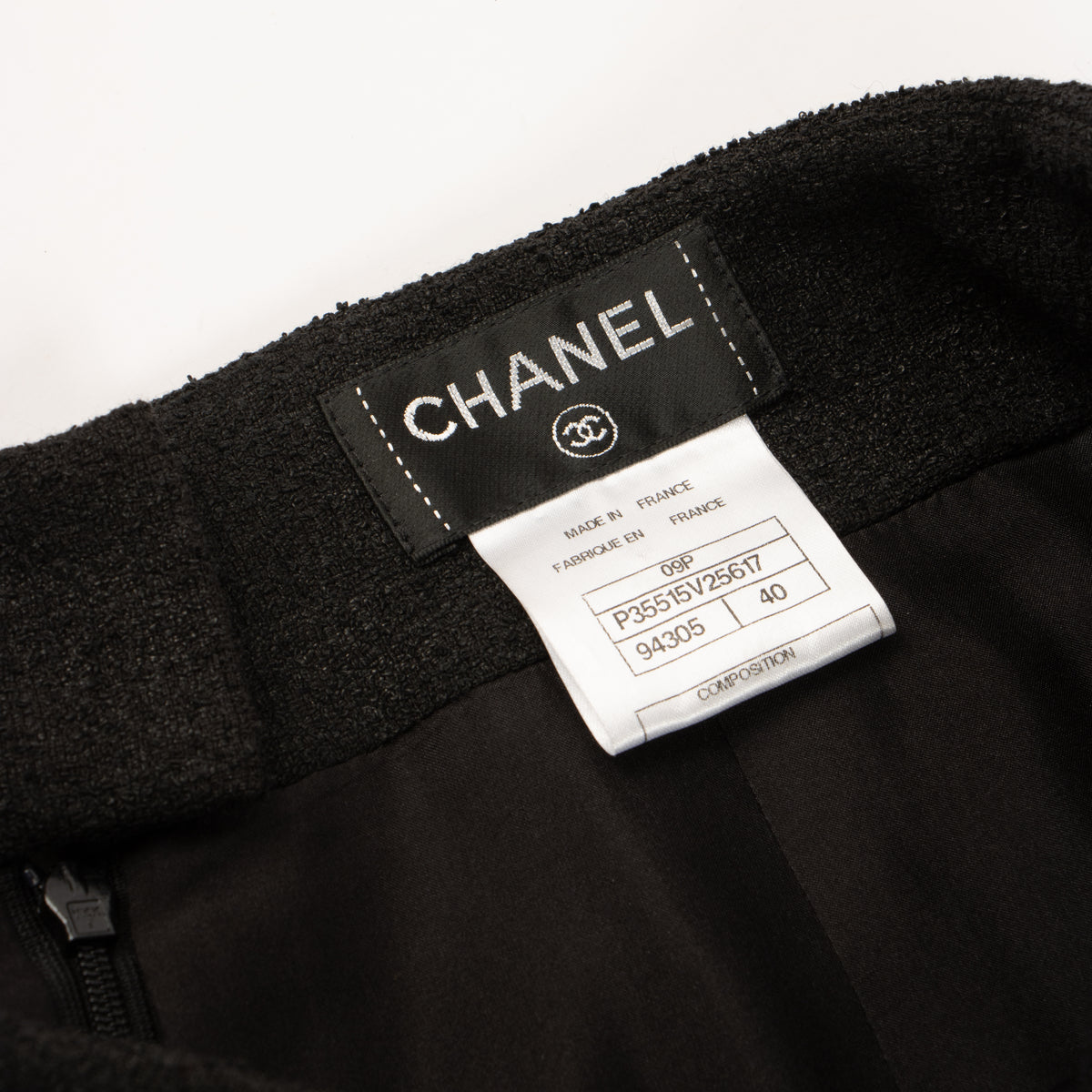 Shop this authentic luxury chanel 09P black Tweed Jacket/Skirt/Trousers Set pre-loved by Labellov.com