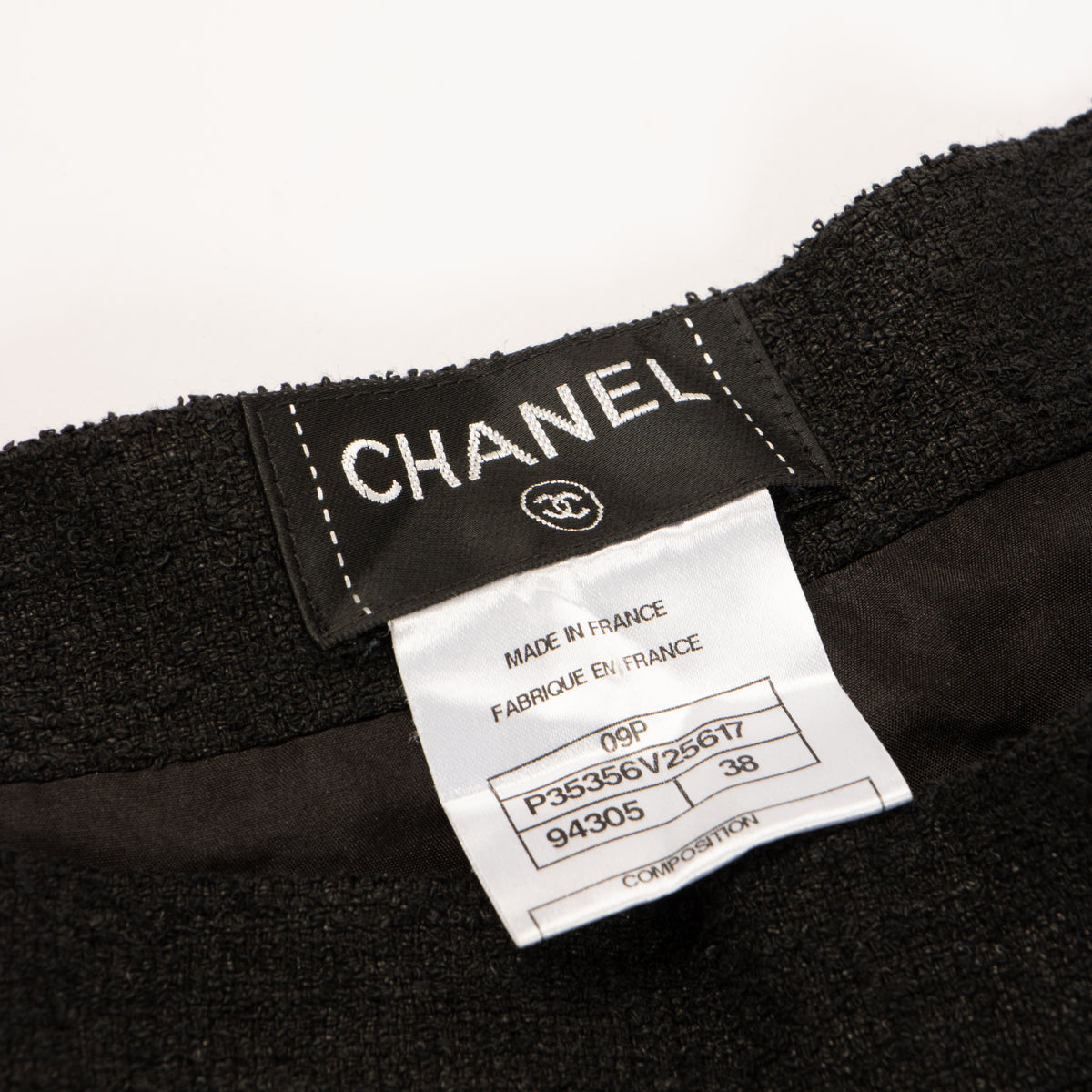 Shop this authentic luxury chanel 09P black Tweed Jacket/Skirt/Trousers Set pre-loved by Labellov.com