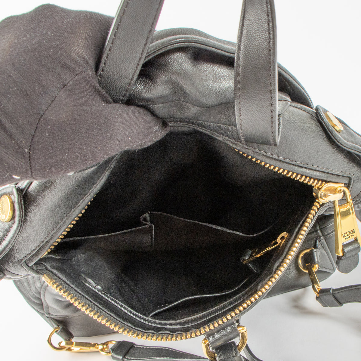 Shop this authentic Moschino Black Biker Jacket Backpackpre-loved on Labellov.com
