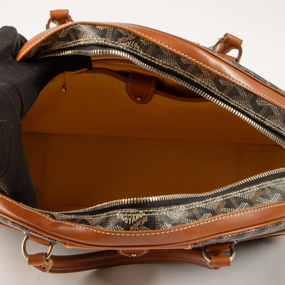 Shop this authentic Goyard Black/Tan Goyardine Saint Jeanne MM Bag Pre-loved on Labellov.com