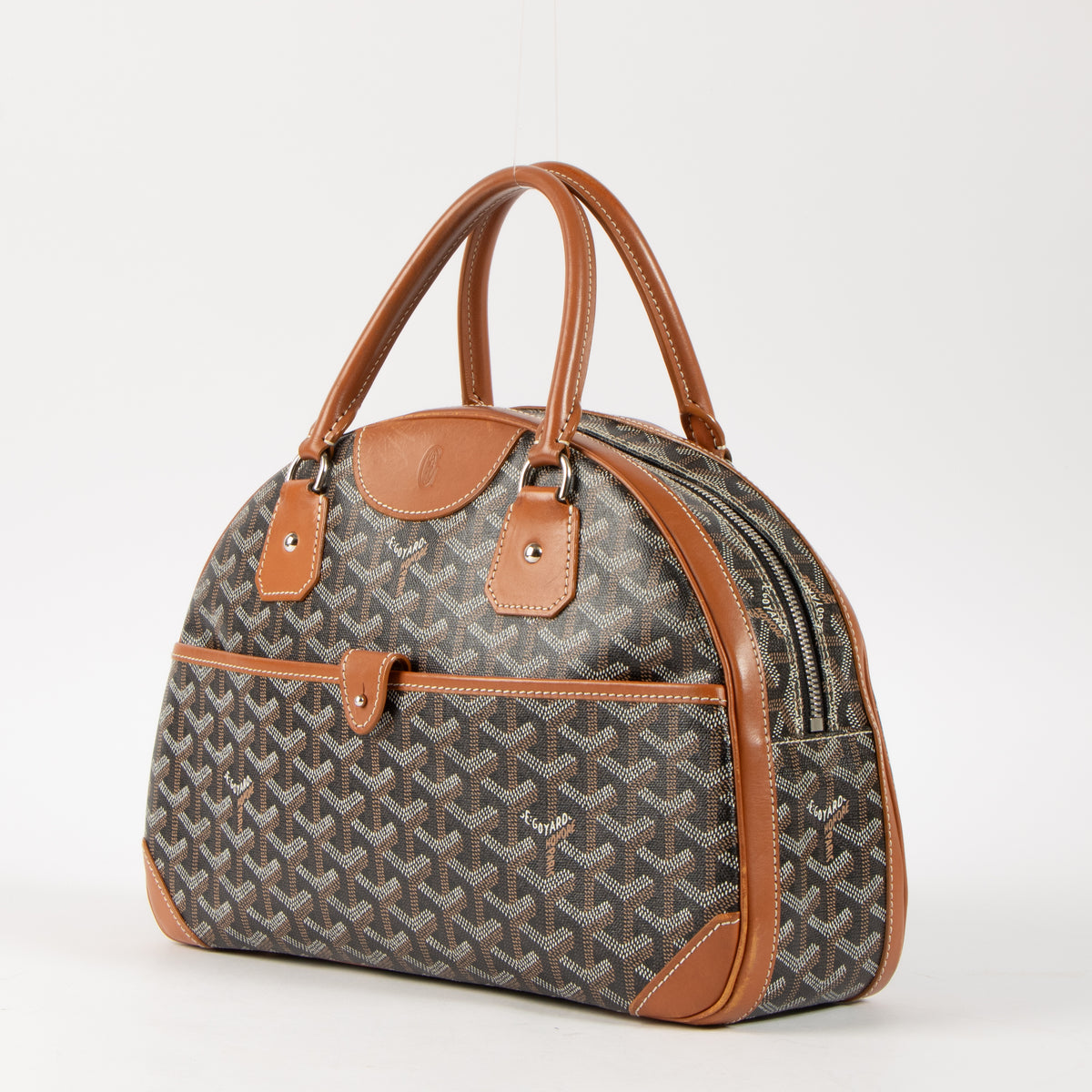 Shop this authentic Goyard Black/Tan Goyardine Saint Jeanne MM Bag Pre-loved on Labellov.com