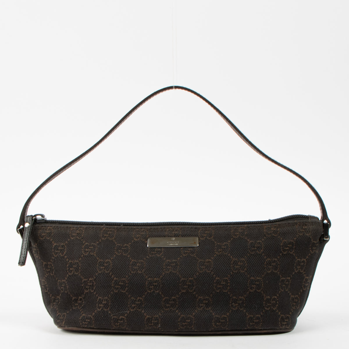 Shop this authentic Gucci Brown GG Denim Boat Bag pre-loved by Labellov.com