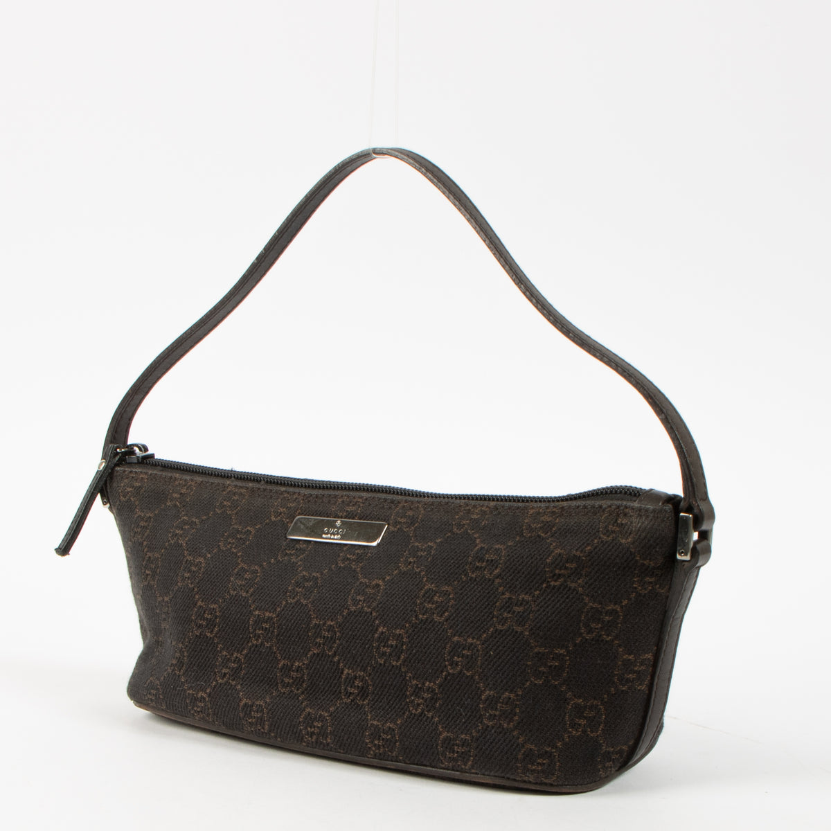 Shop this authentic Gucci Brown GG Denim Boat Bag pre-loved by Labellov.com