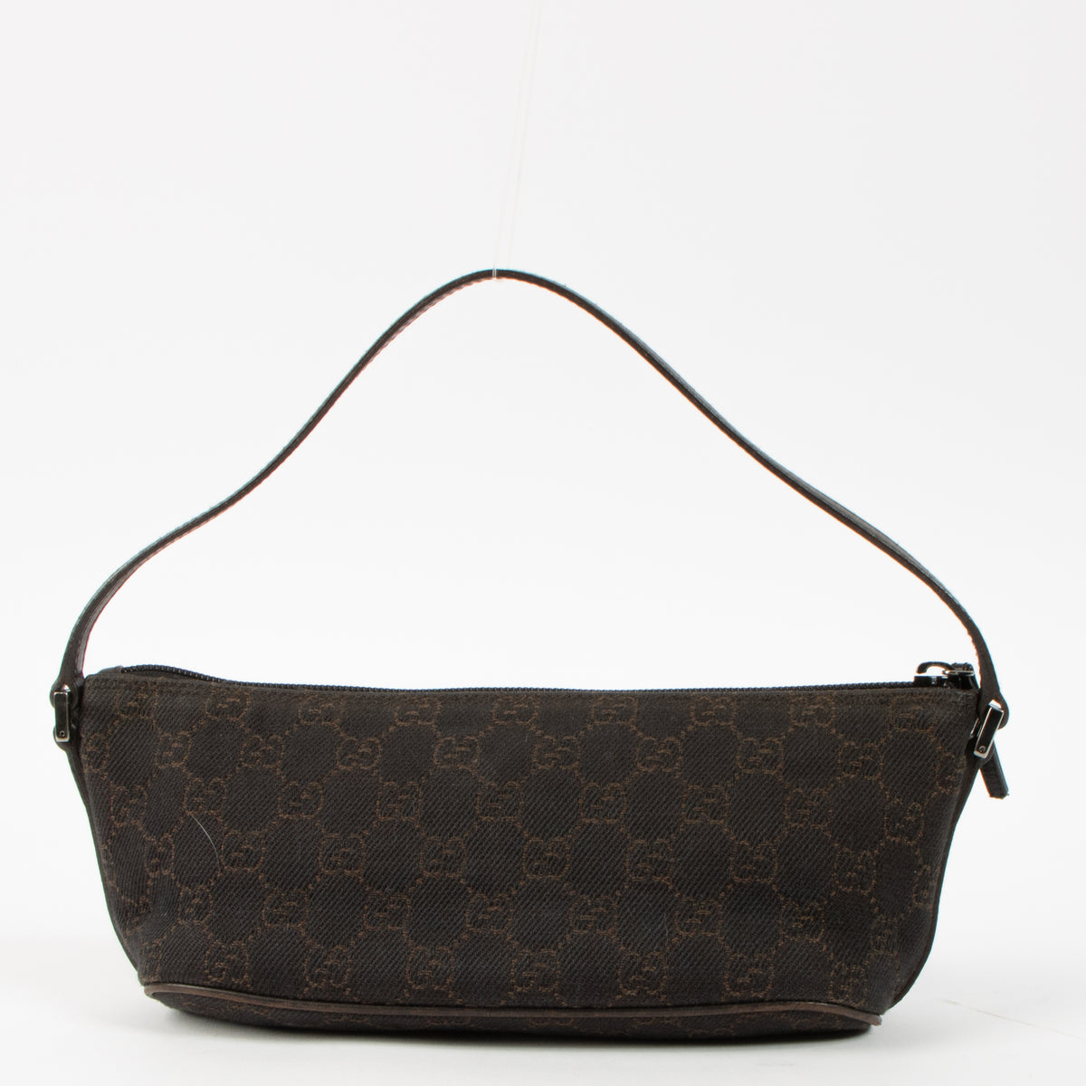 Shop this authentic Gucci Brown GG Denim Boat Bag pre-loved by Labellov.com