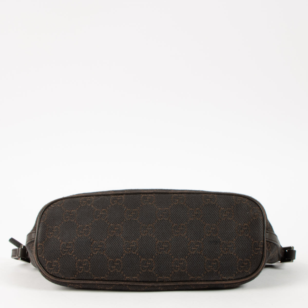 Shop this authentic Gucci Brown GG Denim Boat Bag pre-loved by Labellov.com