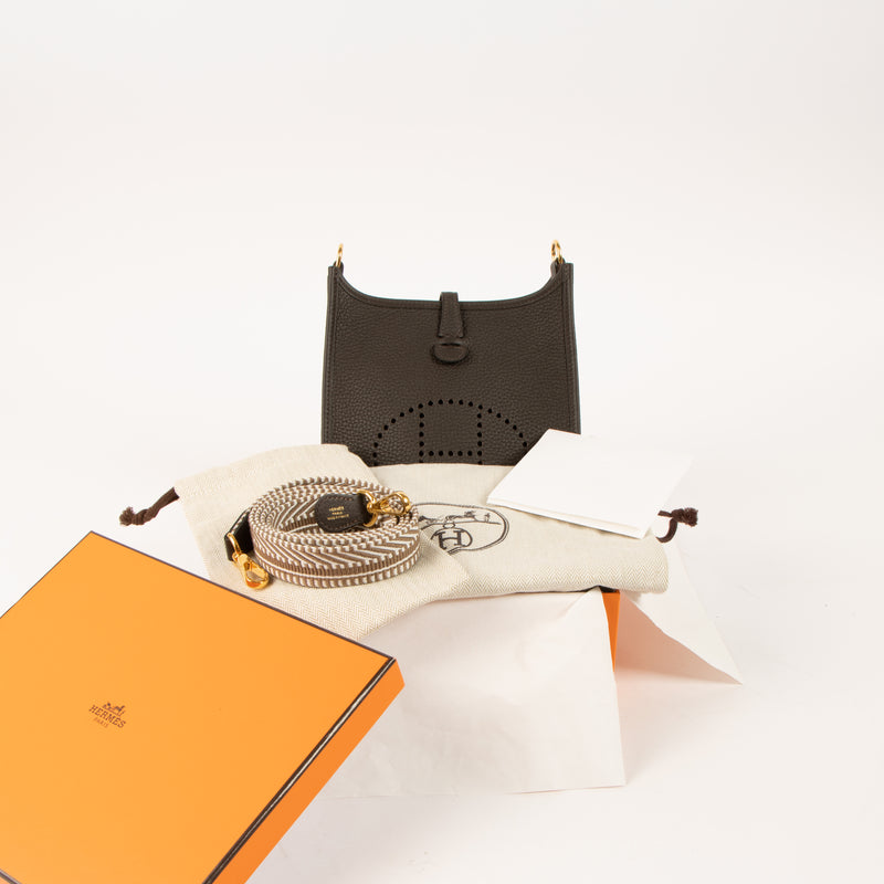 Shop this authentic Hermes Evelyne 16 Ebene Clemence Sangle Cavale GHW pre-loved on Labellov.com 