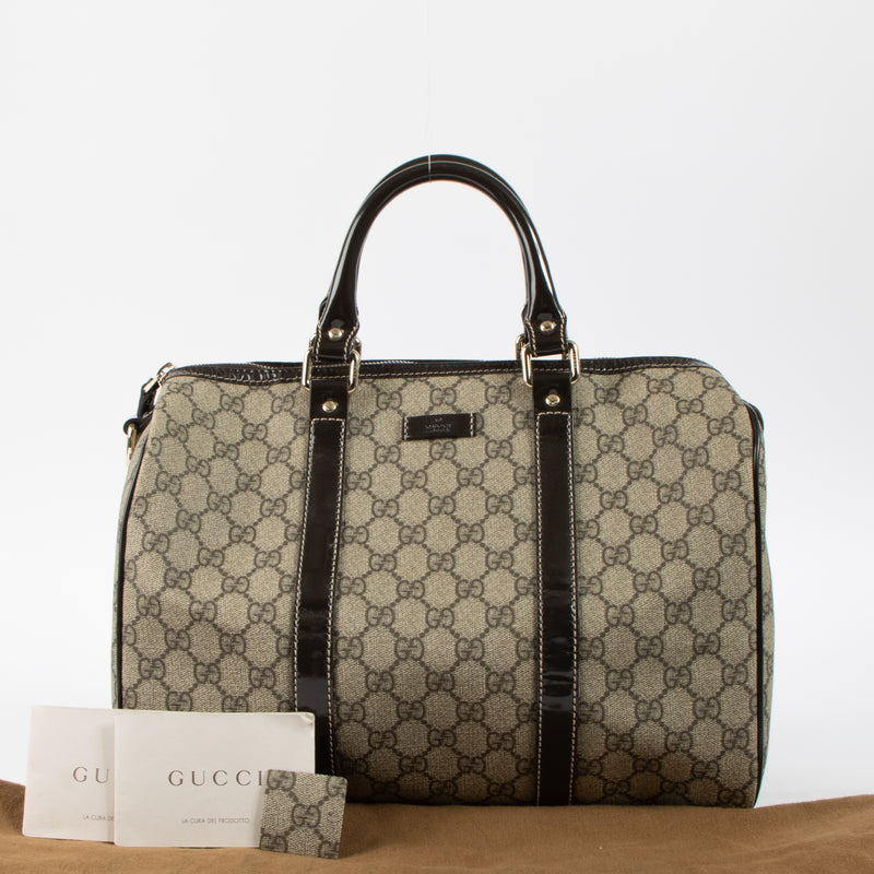 Shop this authentic Gucci Brown GG Supreme Medium Joy Boston Bag pre-loved on Labellov.com