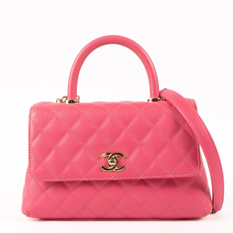 Shop this authentic Chanel Pink Caviar Small Coco Handle Bag pre-loved on Labellov.com