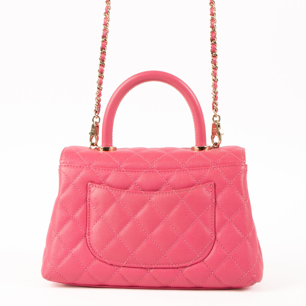Shop this authentic Chanel Pink Caviar Small Coco Handle Bag pre-loved on Labellov.com