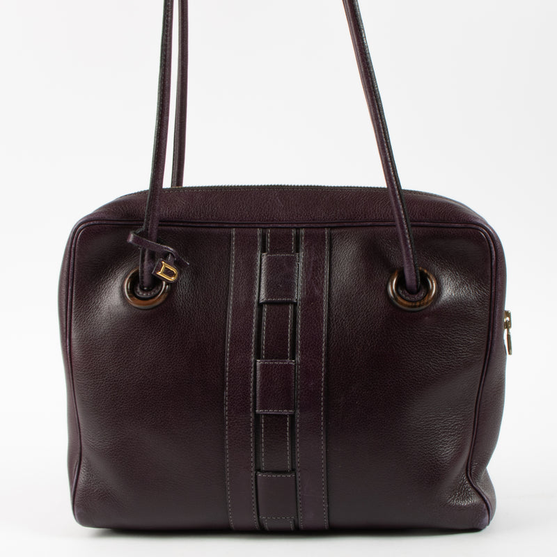 Shop this authentic Delvaux Aubergine Sisal Shoulder bag Pre-loved on Labellov.com