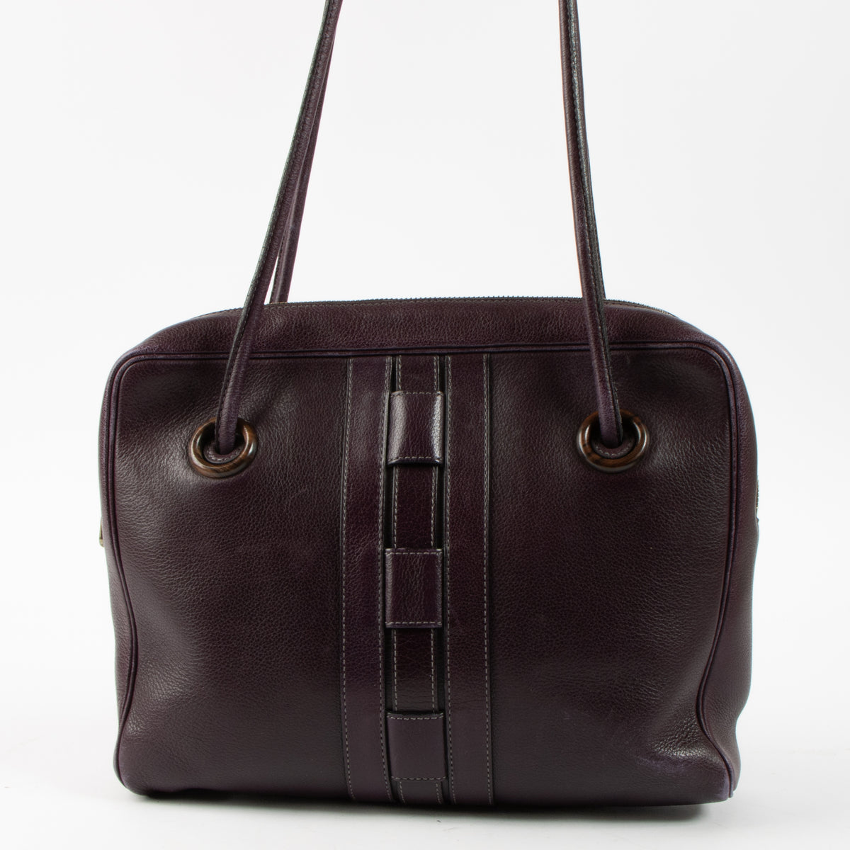 Shop this authentic Delvaux Aubergine Sisal Shoulder bag Pre-loved on Labellov.com
