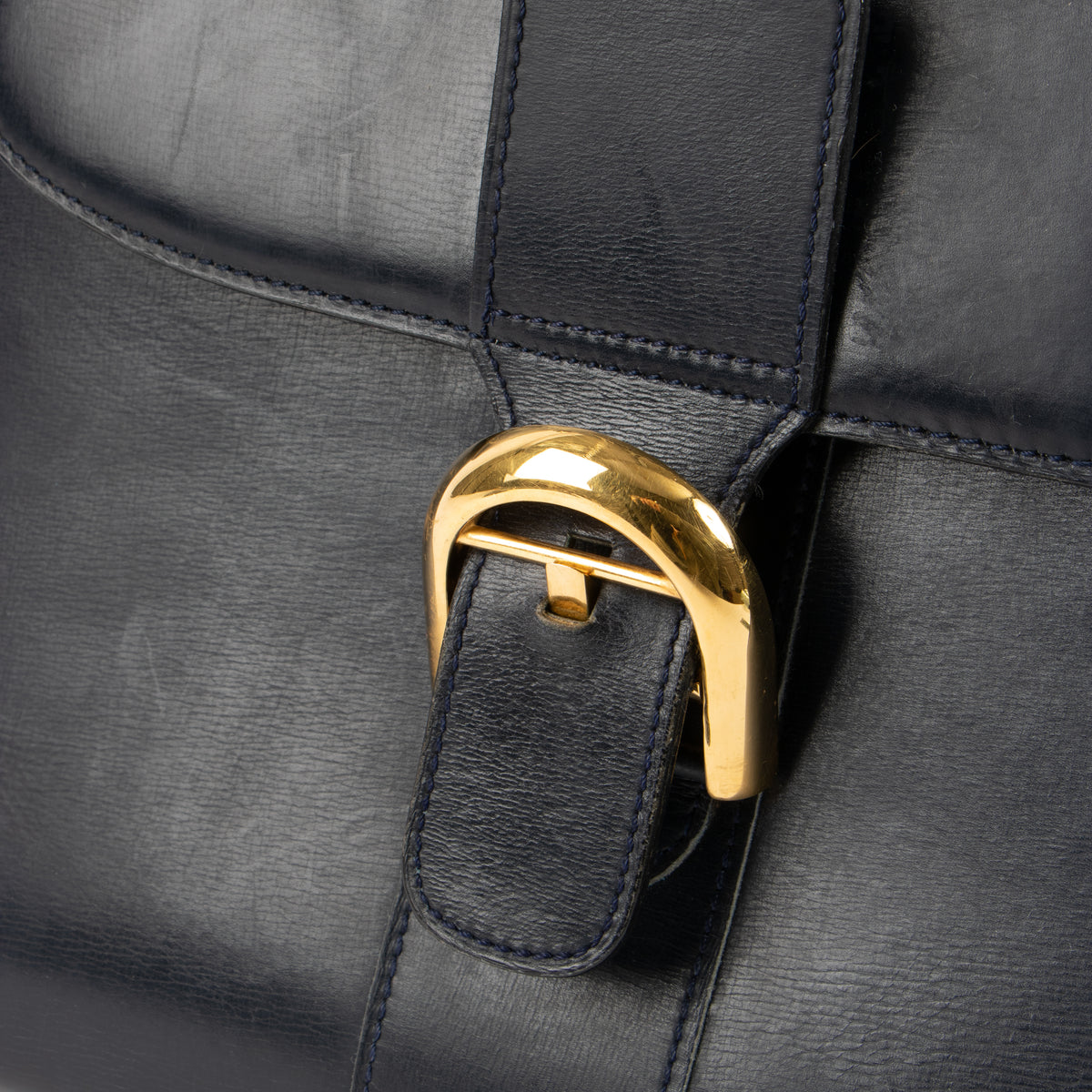 Shop this authentic Delvaux Vintage Blue Box Calf Brillant MM Bag Pre-Loved on Labellov.com