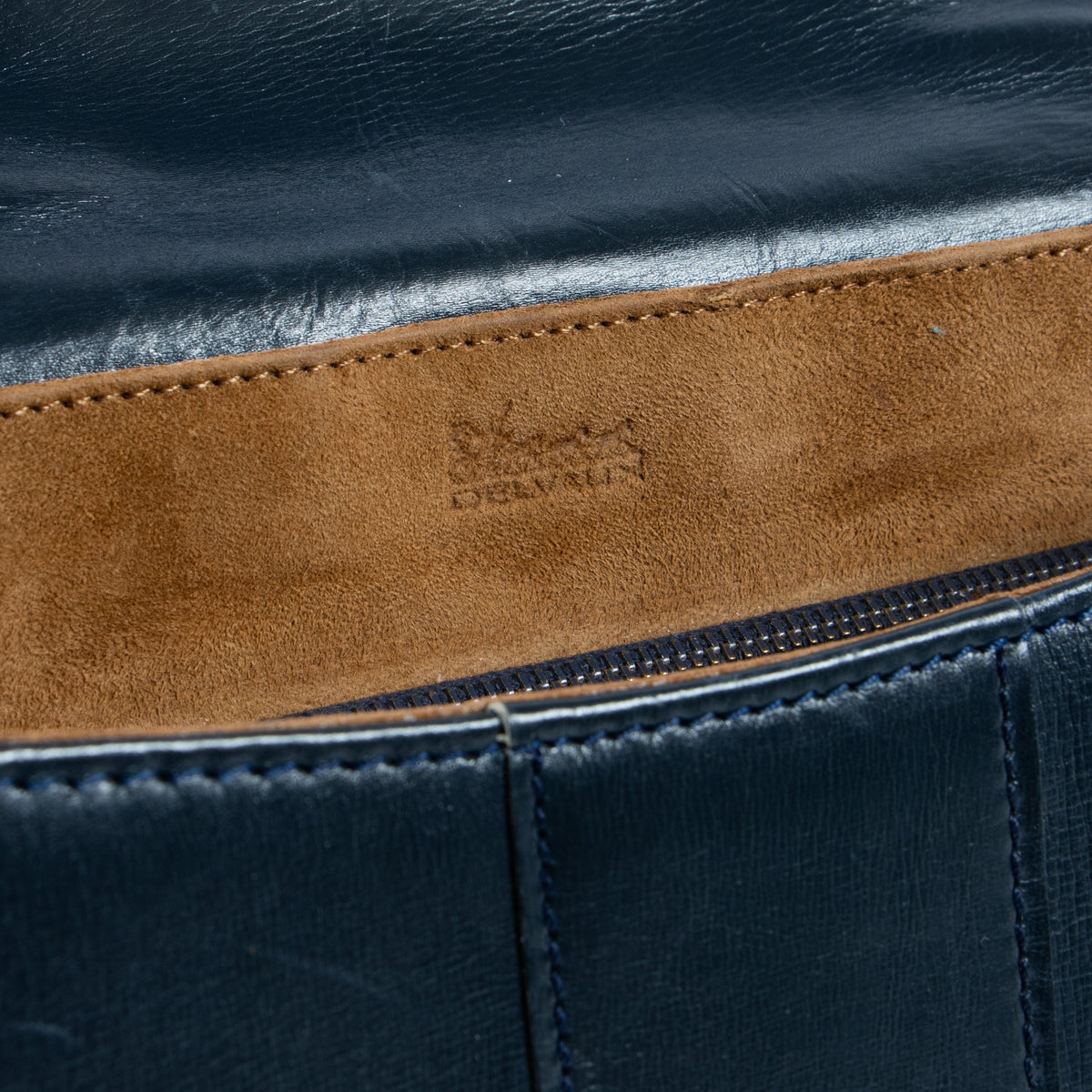 Shop this authentic Delvaux Vintage Blue Box Calf Brillant MM Bag Pre-Loved on Labellov.com