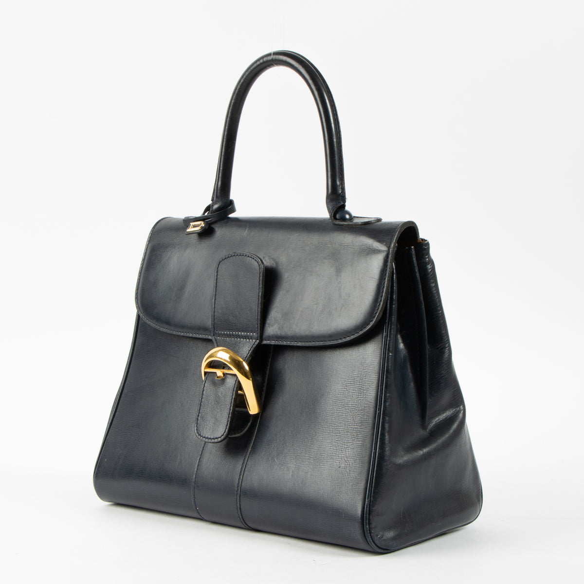 Shop this authentic Delvaux Vintage Blue Box Calf Brillant MM Bag Pre-Loved on Labellov.com