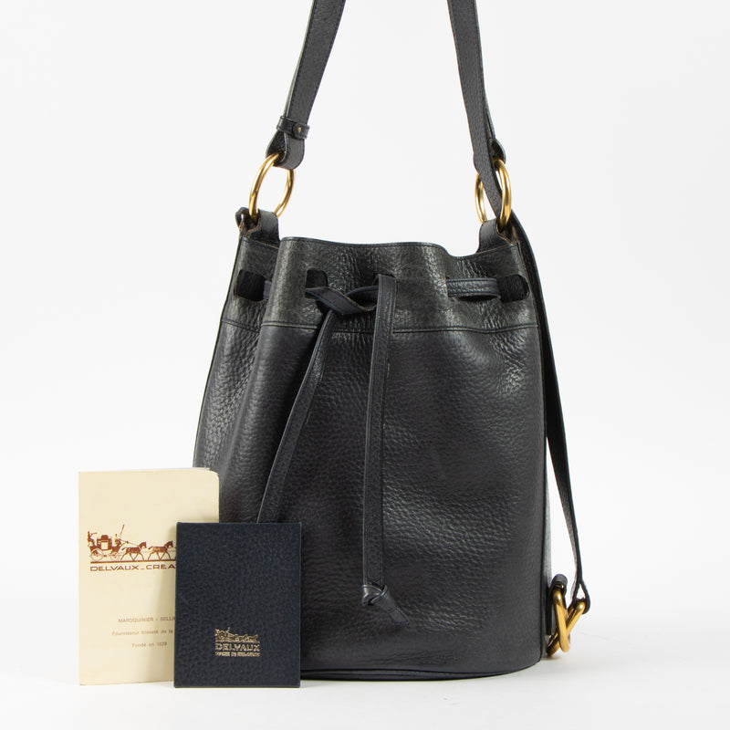 Shop this authentic Delvaux Blue Gibus Bucket Bag Pre-loved on Labellov.com